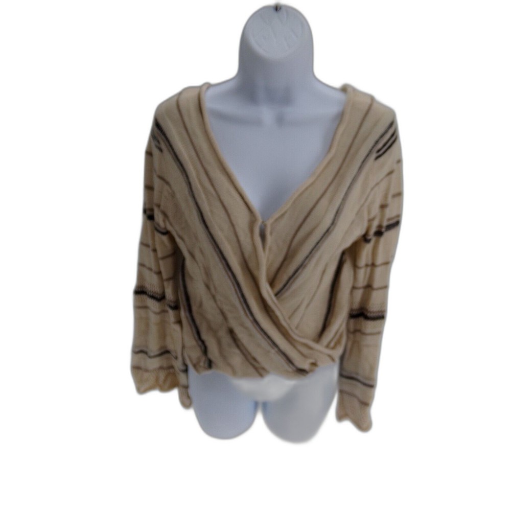 PqLA Womens Twist Tie Knot Long Sleeve Knit Cropped Sweater Size Small